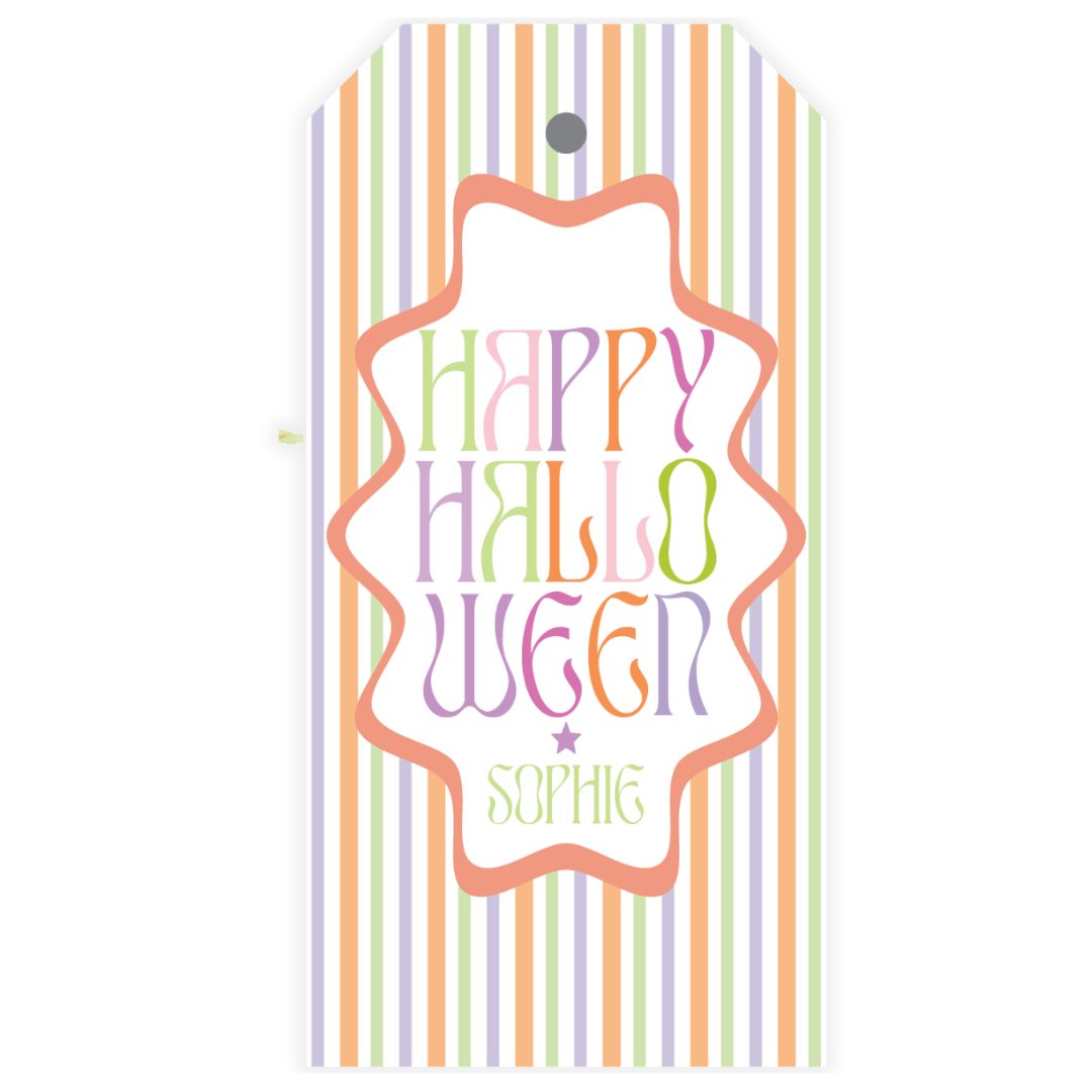 Retro Halloween Stripe Gift Tag