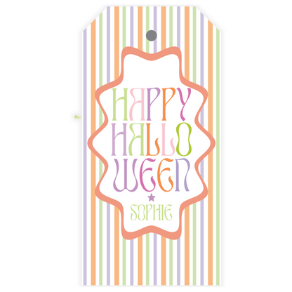 Retro Halloween Stripe Gift Tag