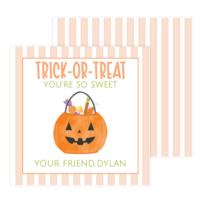 Trick Or Treat Candy Filled Pumpkin Enclosure Card