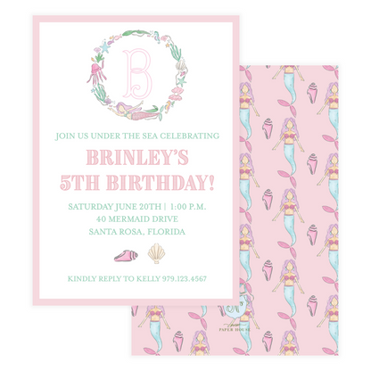 Mermaid Crest Birthday Invitation