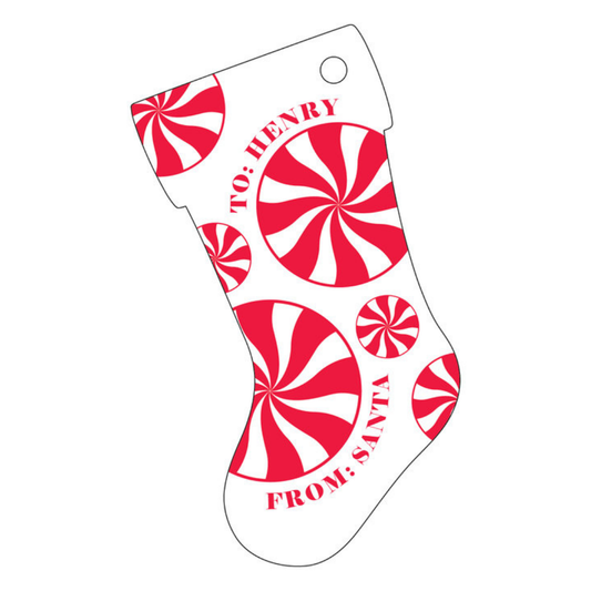 Peppermint Stocking Letterpress/Foil Holiday Tags