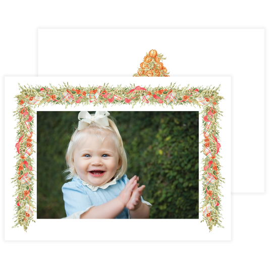 Citrus Plaid Garland Frame Holiday Card