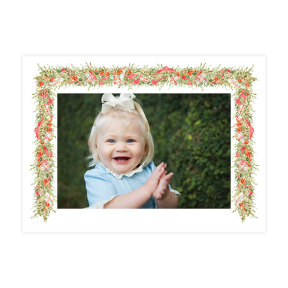 Citrus Plaid Garland Frame Holiday Card