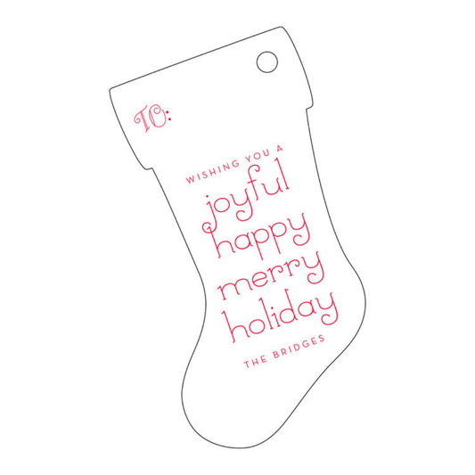 Wishing you a Joyful Happy Merry Holiday Stocking Letterpress/Foil Holiday Tags