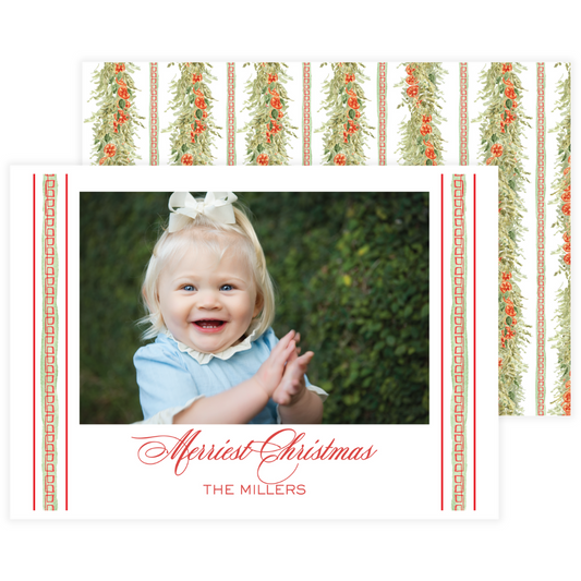 Citrus Plaid Border Holiday Card