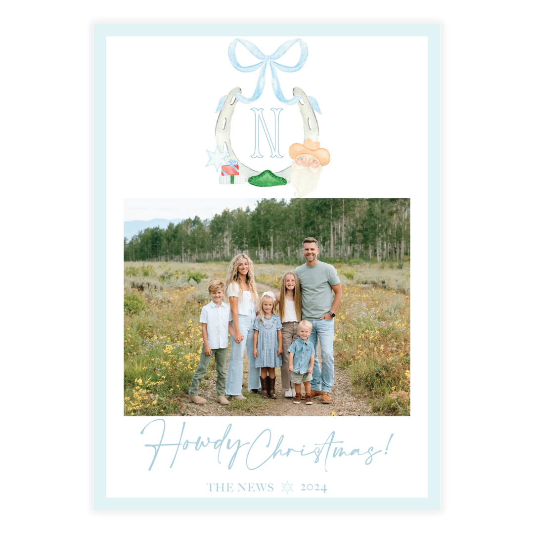 Howdy Christmas Horseshoe Crest Holiday Card