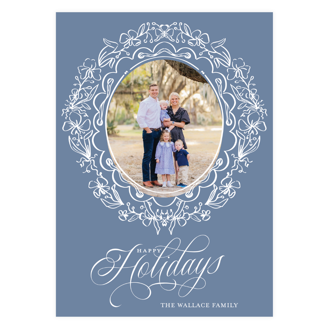 Orchid Frame Holiday Card (Backgound color can be customized)