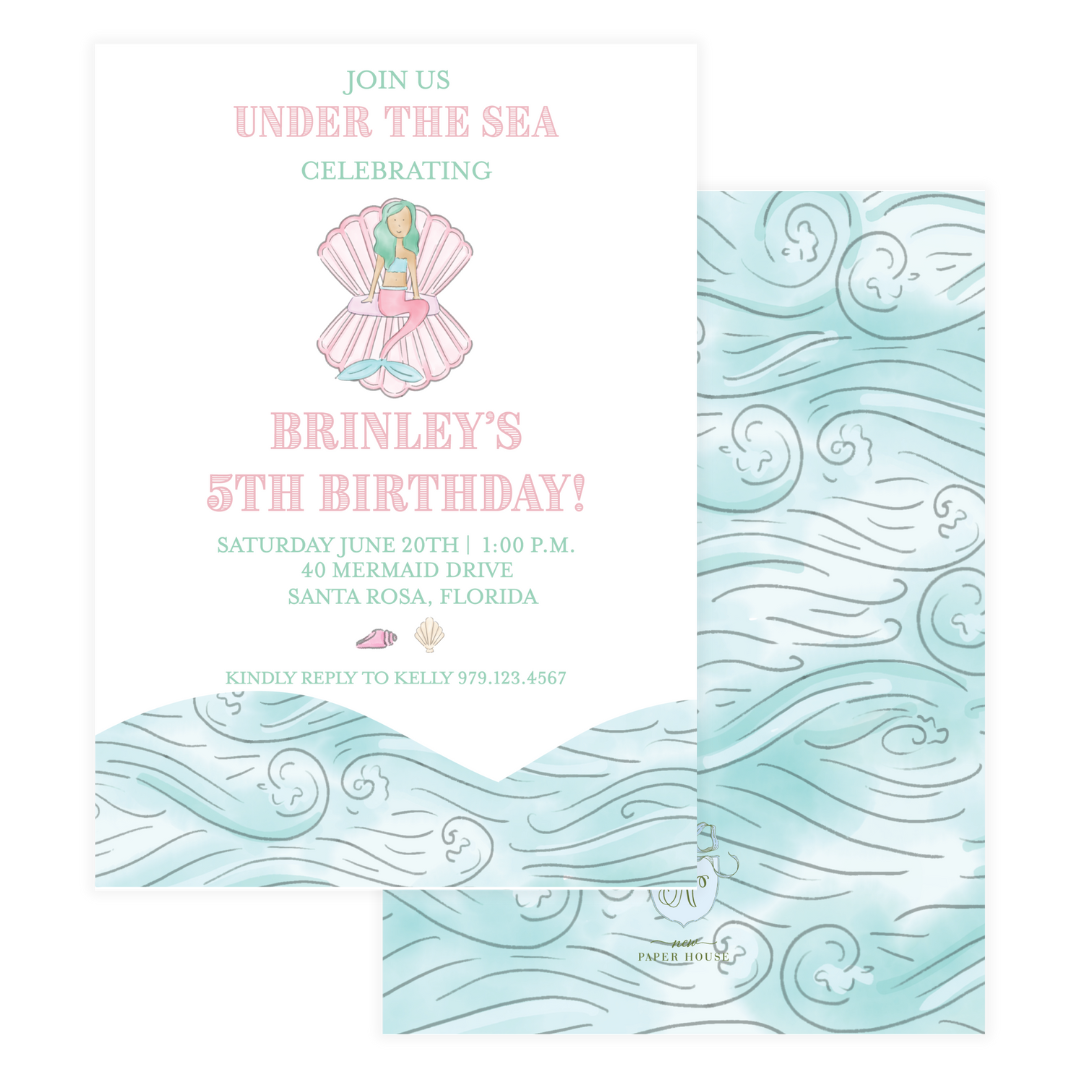 Mermaid Party Birthday Invitation