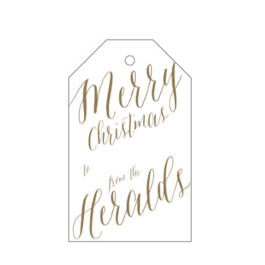 Merry Christmas Scripty Pennant One Color Letterpress Holiday Tags