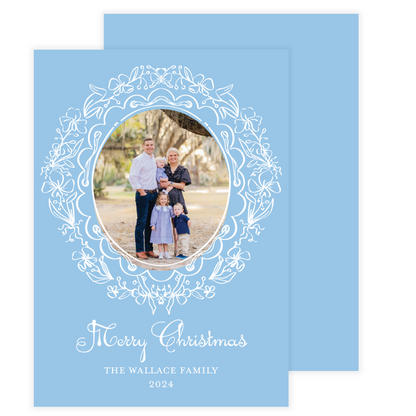 Orchid Frame Merry Christmas Holiday Card (Backgound color can be customized)