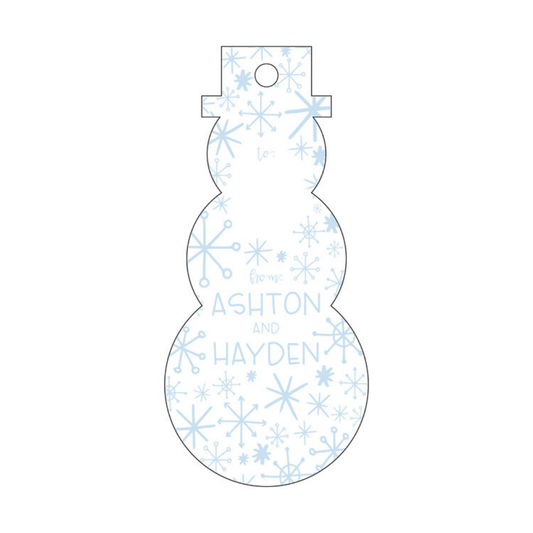 Snowman Snowflake to/from Letterpress/Foil Holiday Tags