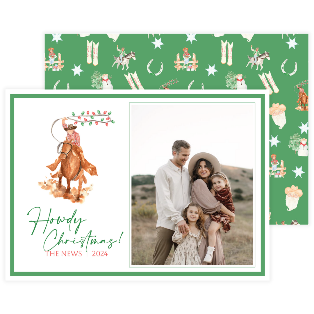 Howdy Christmas Wranglin' Cowboy Holiday Card