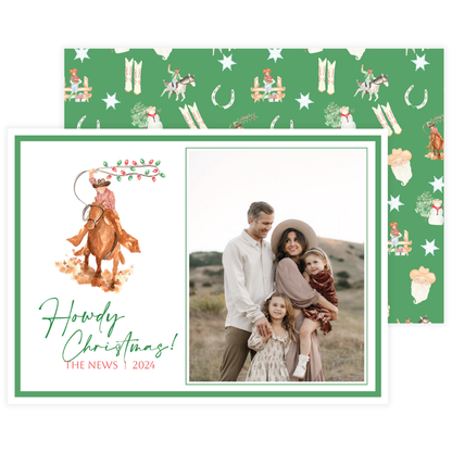 Howdy Christmas Wranglin' Cowboy Holiday Card