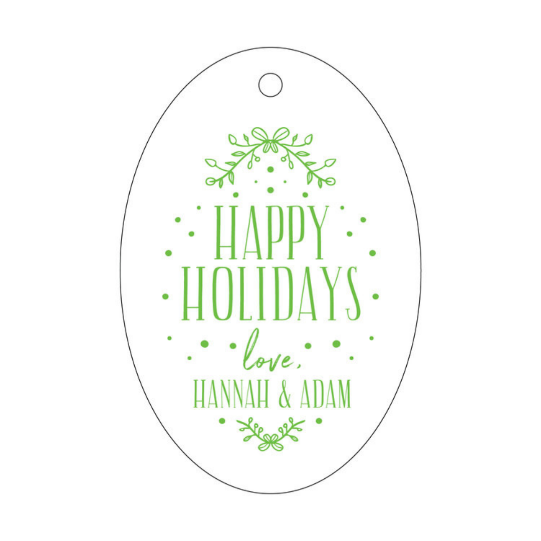 Happy Holidays Round Letterpress/Foil Holiday Tags