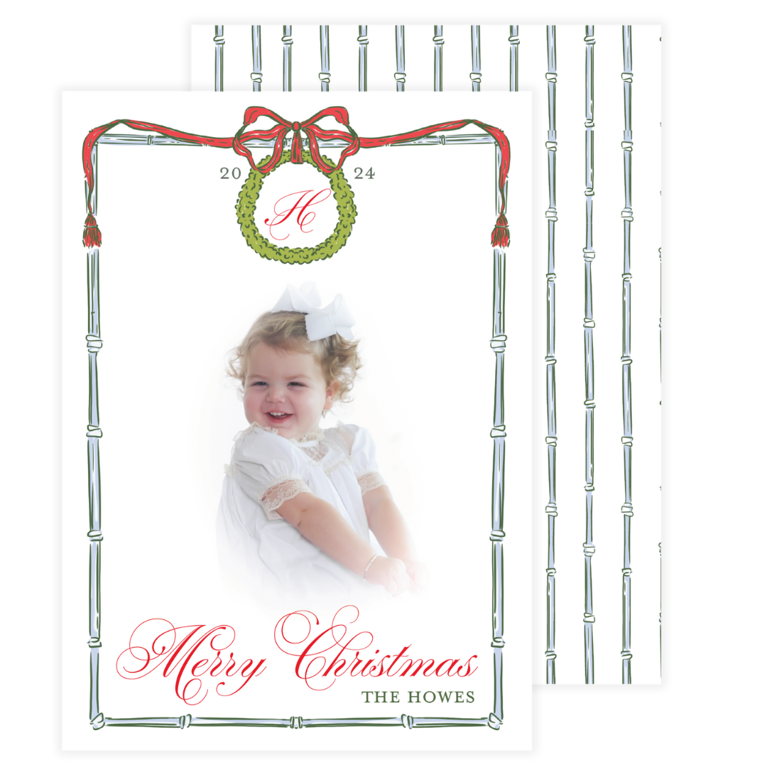 Wreath with Bamboo Frame Holiday Card