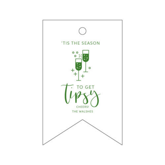 Tis the Season to Get Tipsy Letterpress/Foil Holiday Tags