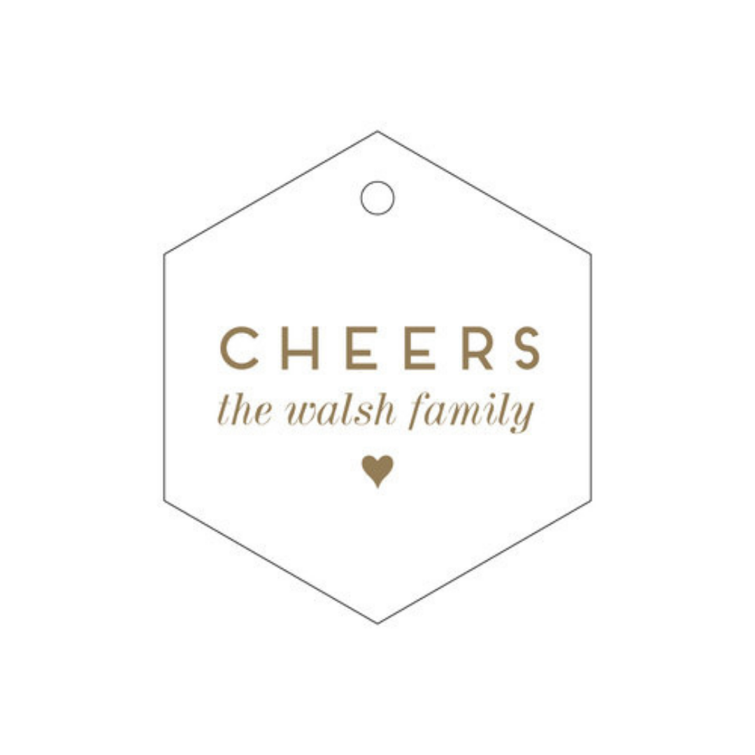 Cheers Octagon Letterpress/Foil Holiday Tags