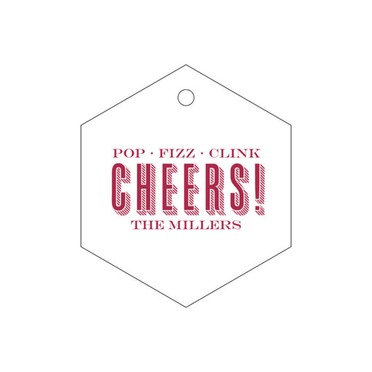 Cheers Pop Fizz One Color Letterpress/Foil  Holiday Tags