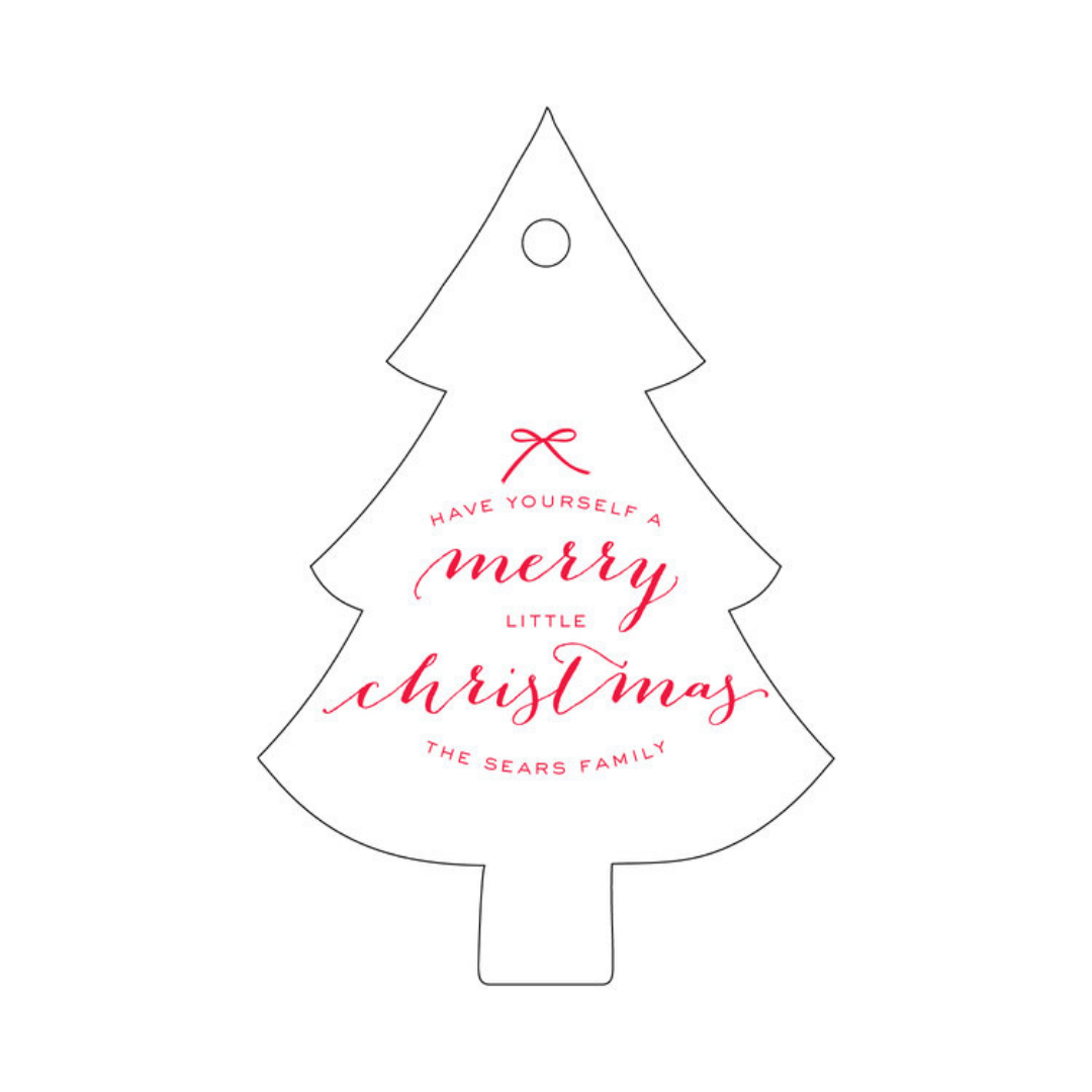 Have Yourself a Merry Little Christmas Tree Shaped Letterpress/Foil Holiday Tags