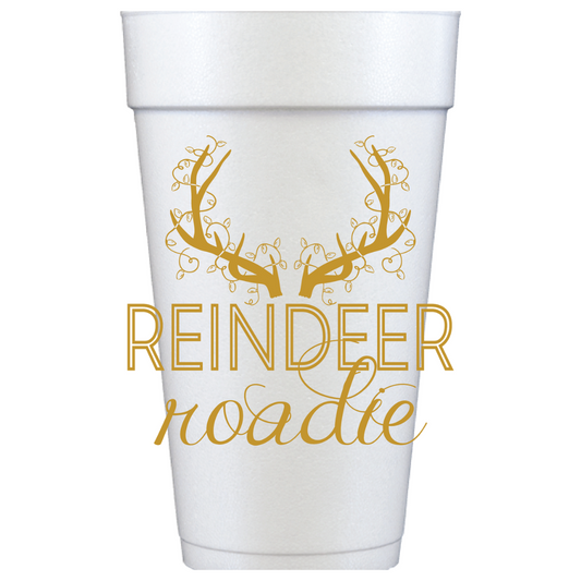 Reindeer Roadie 20 oz Foam Holiday Cups