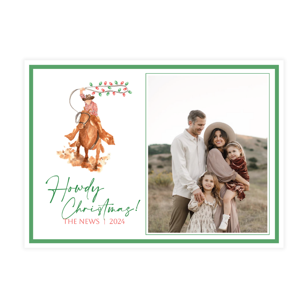 Howdy Christmas Wranglin' Cowboy Holiday Card