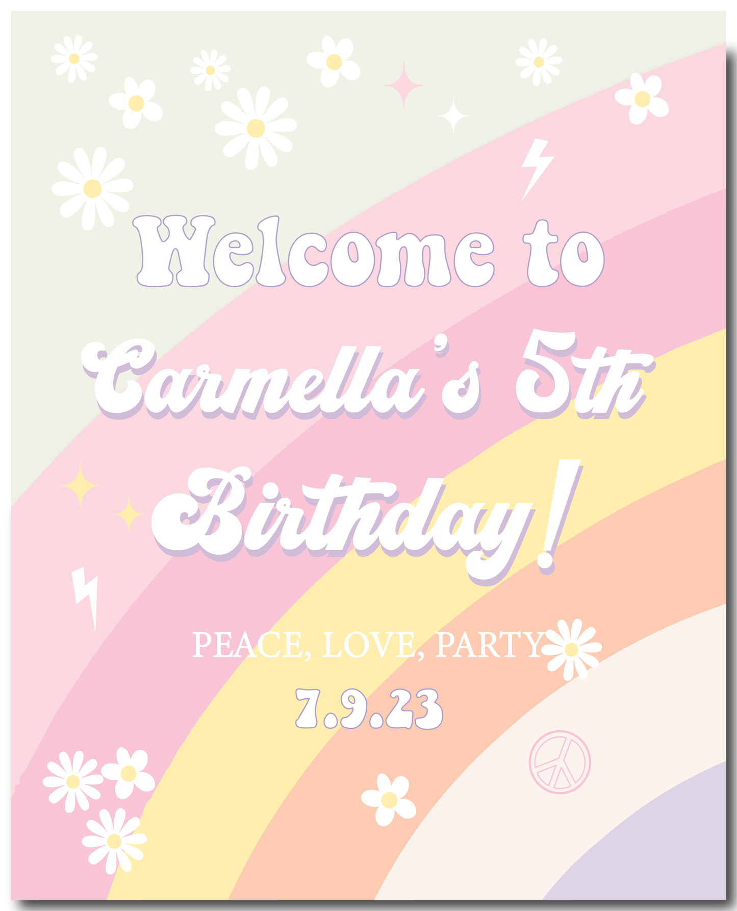 Retro Groovy Welcome Party Birthday Sign