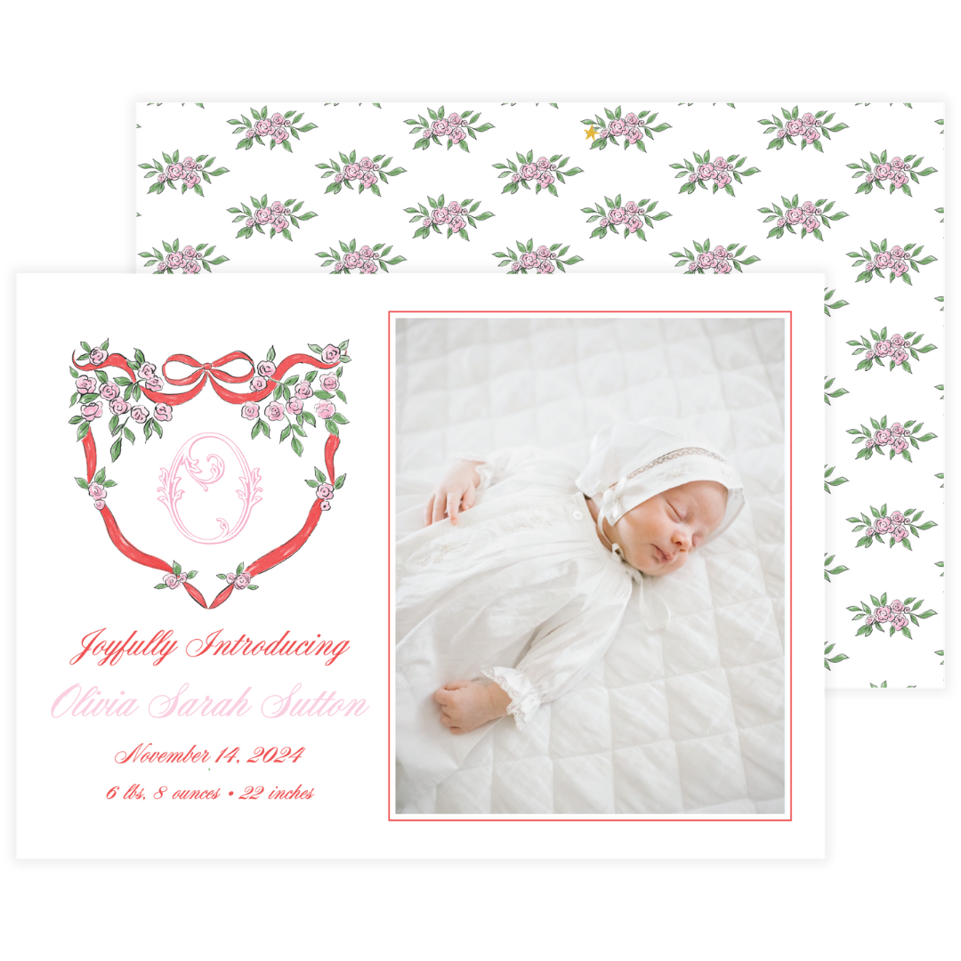 Rose Garland Crest Landscape Holiday Card