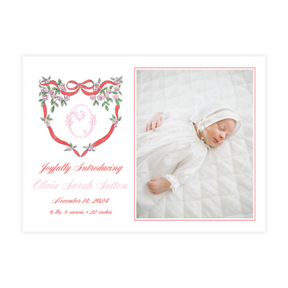 Rose Garland Crest Landscape Holiday Card