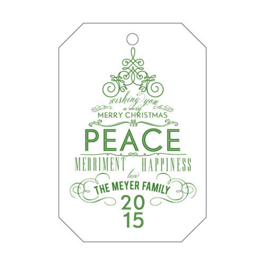 Wishing you Peace, Merriment, and Happiness Letterpress/Foil Holiday Tags