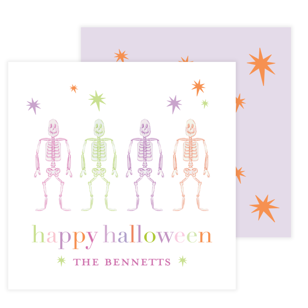 Colorful Skeletons Halloween Enclosure Card