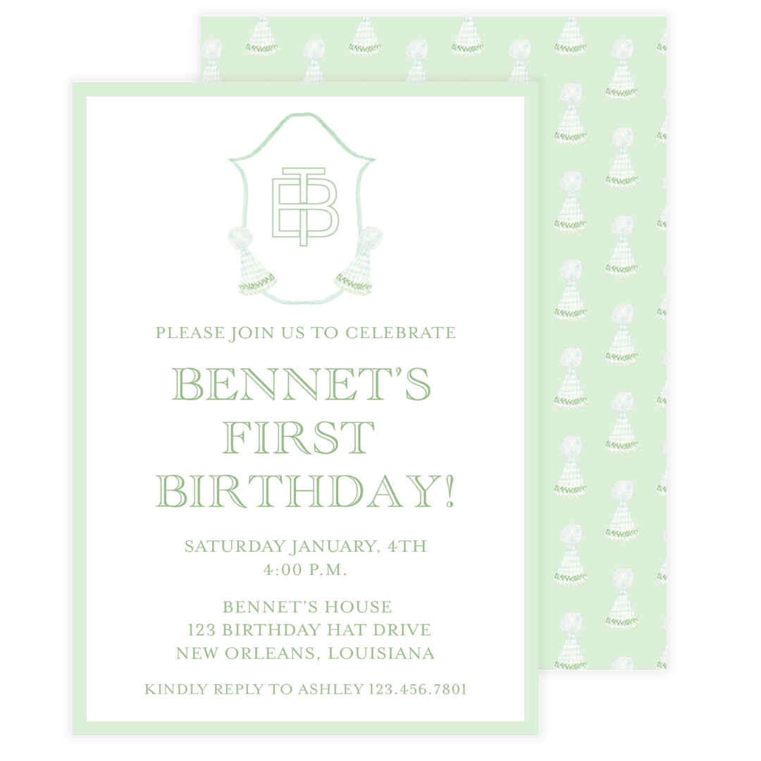 Vintage Party Hats Birthday Invitation