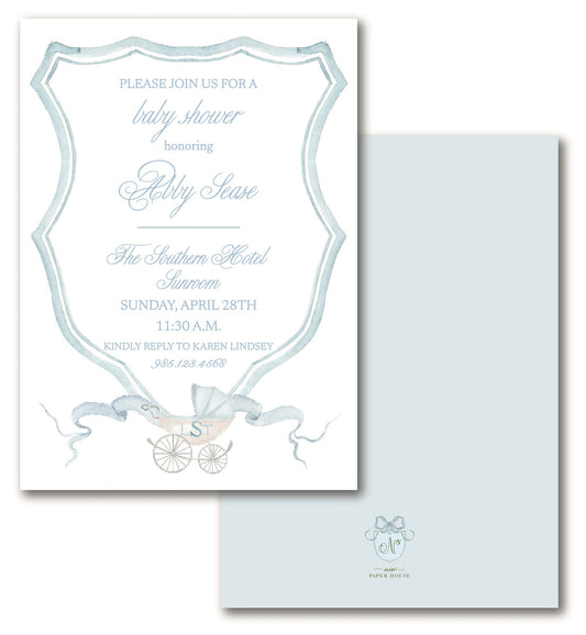 Blue Baby Carriage Invitation