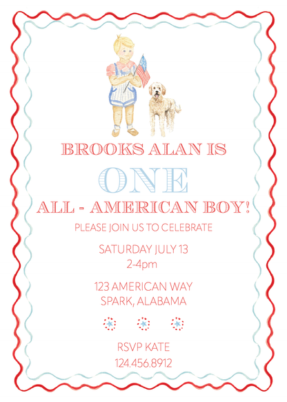 All-American Boy Invitation