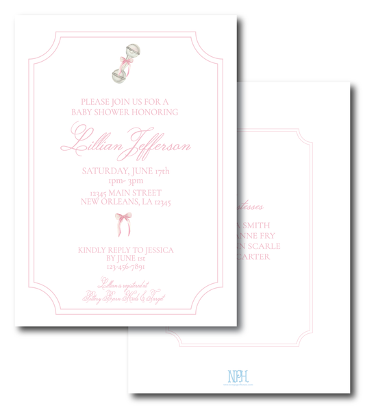 Heirloom Collection Baby Shower Invitation -Pink - VARIOUS OPTIONS (See Pictures)