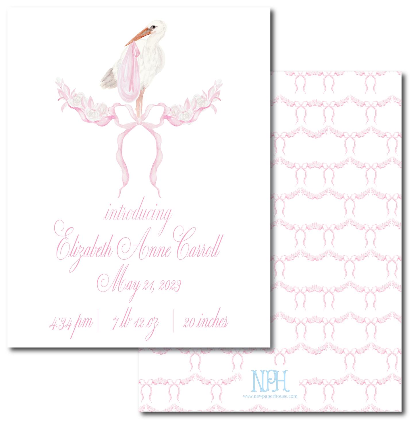 Baby Stork Pink Hospital/Nursery/Shower Sign