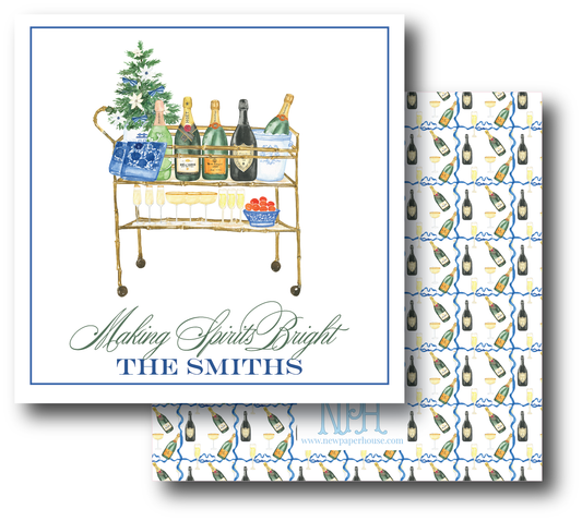 Bar Cart Holiday Enclosure Card