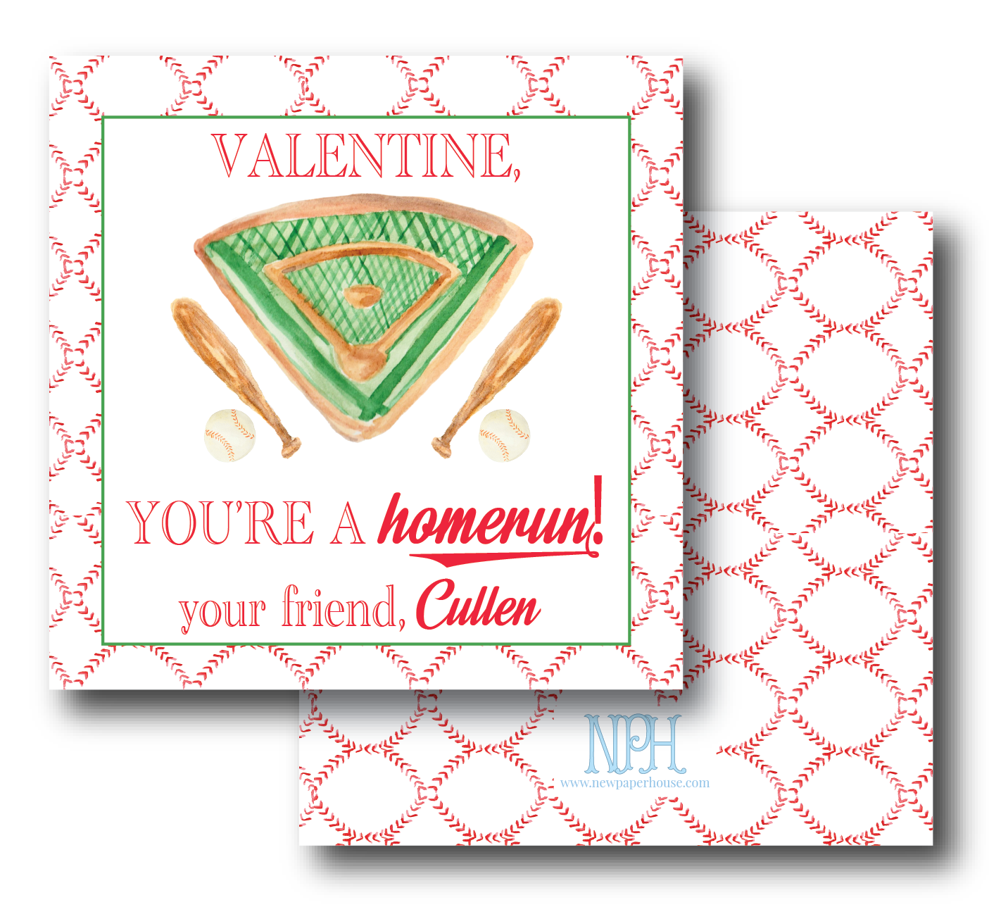 Baseball Homerun Valentine's Day Enclosure Card