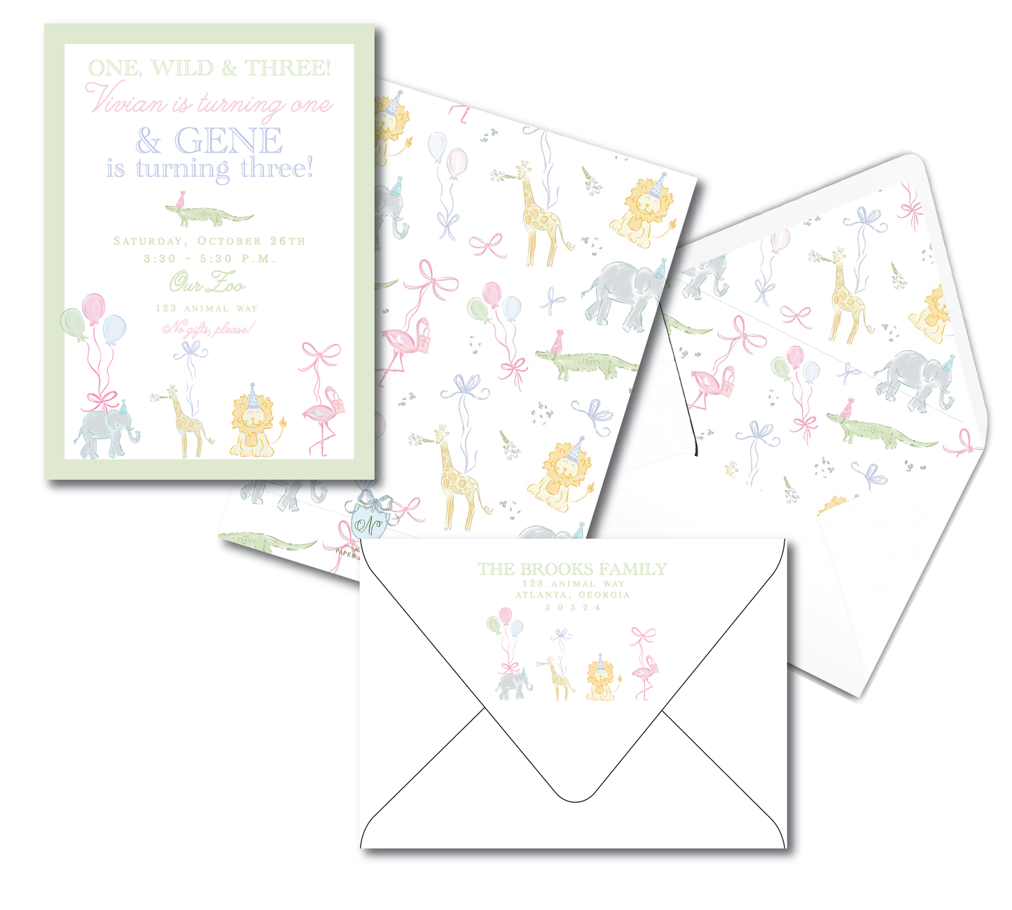 Pastel Party Animal Birthday Invitation