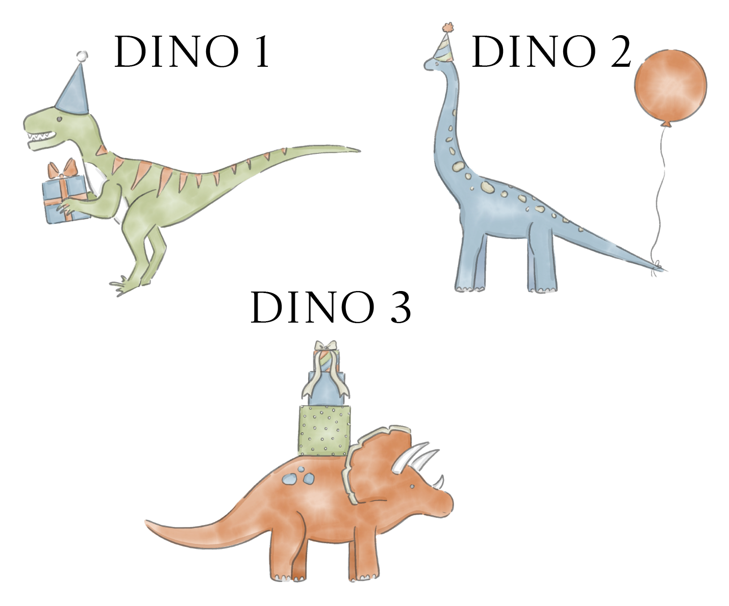 Birthday Dino Stationery Set (3 Options)