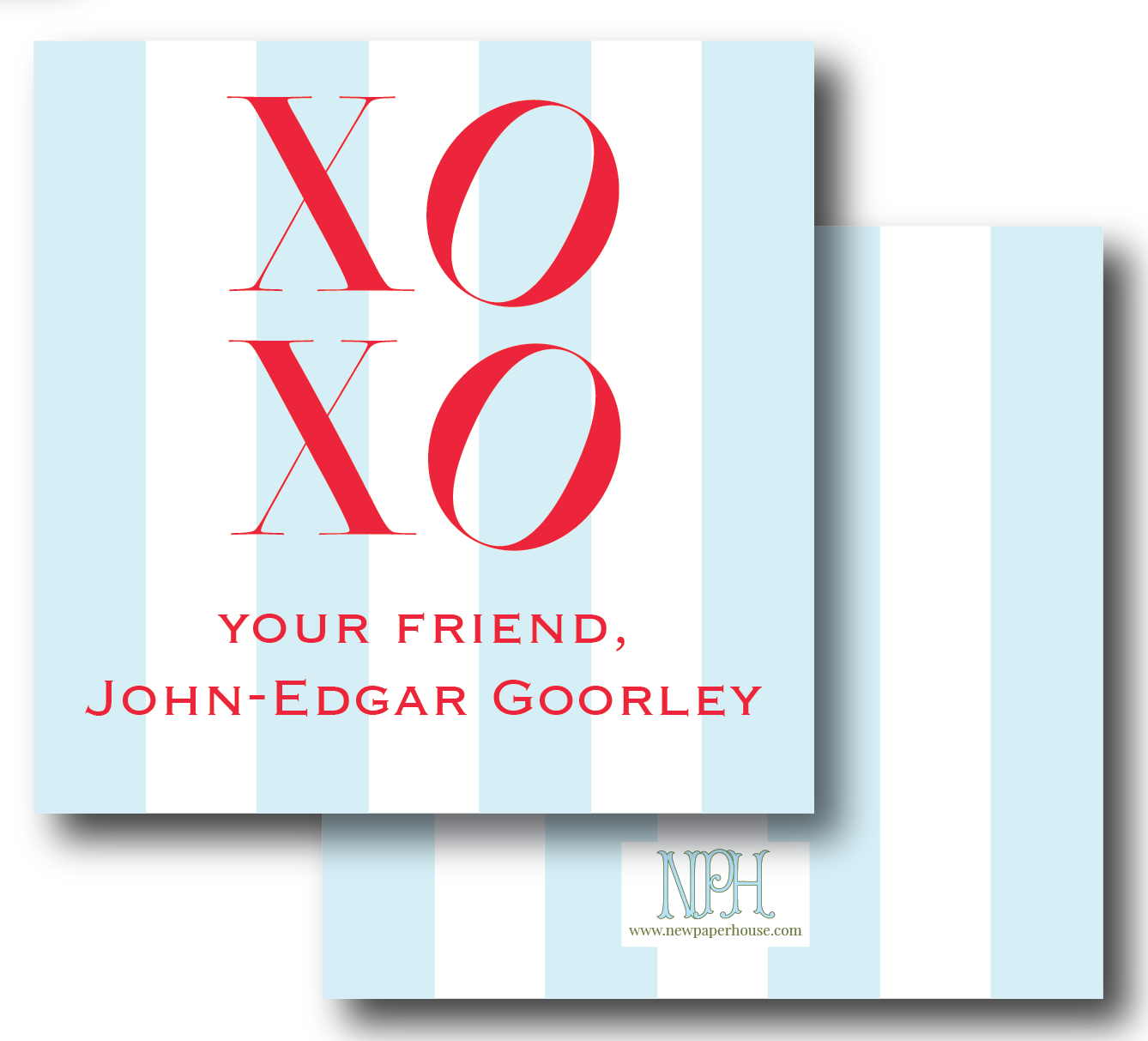 XOXO Blue Stripe Valentine's Day Enclosure Card