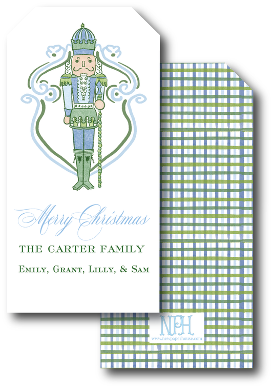 Blue & Green Nutcracker Holiday Gift Tag