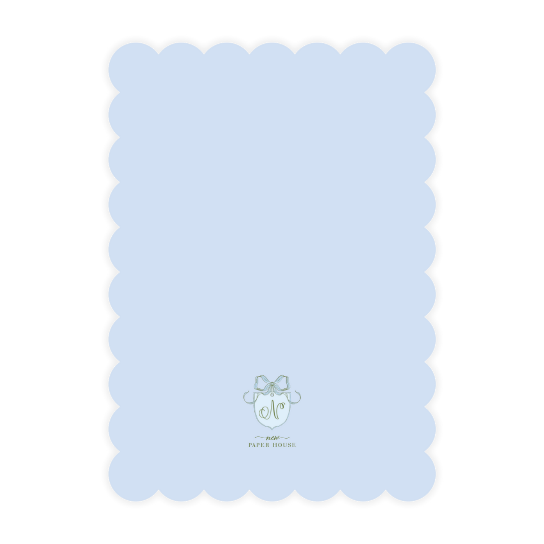 Blue & Green Classic Wreath Scallop Card