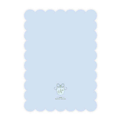 Blue & Green Classic Wreath Scallop Card