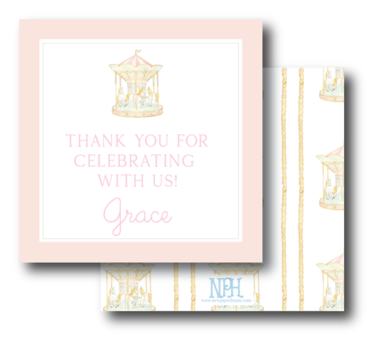 Carousel Party Thank You/Favor Enclosure Card