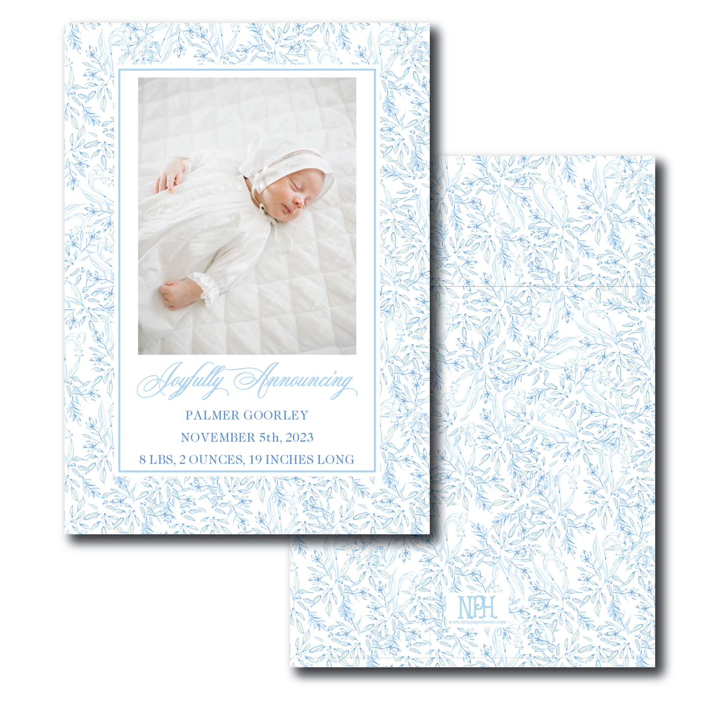 Blue Toile Holiday Card