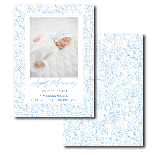 Blue Toile Holiday Card