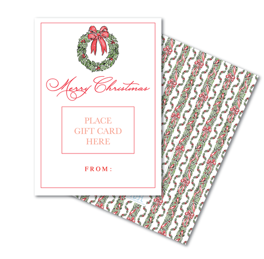 Red Wreath Holiday Gift Card Holder with Envelope