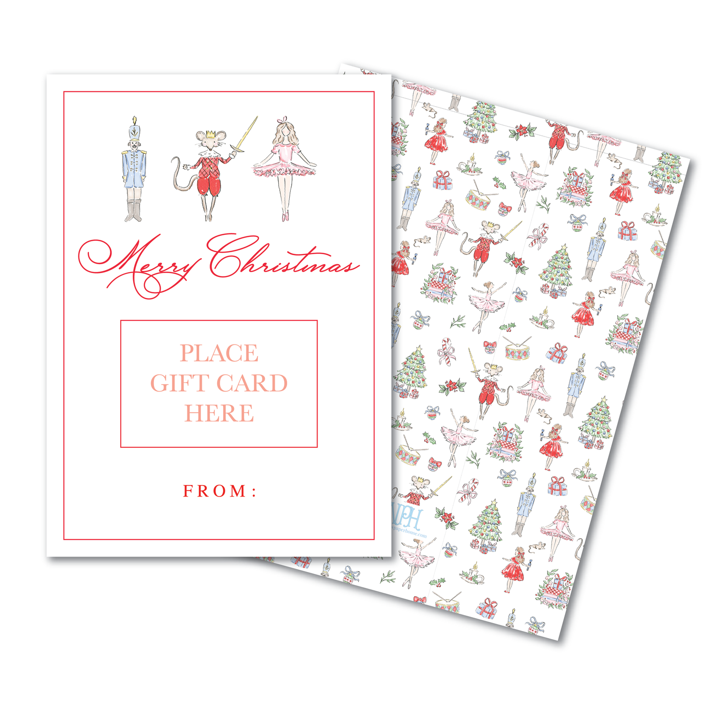 Nutcracker Scene Holiday Gift Card Holder with Envelope