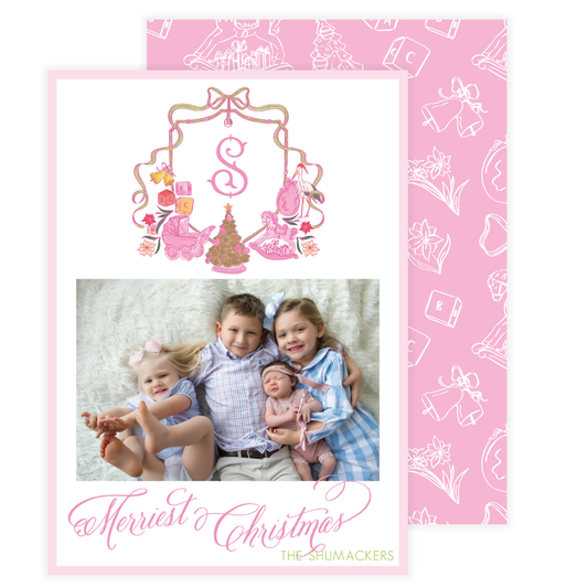 Pink Nursery Crest Holiday Card