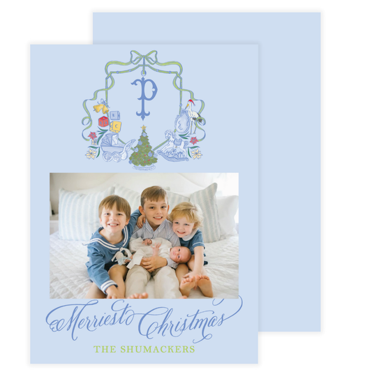 Blue Nursery Crest Holiday Card